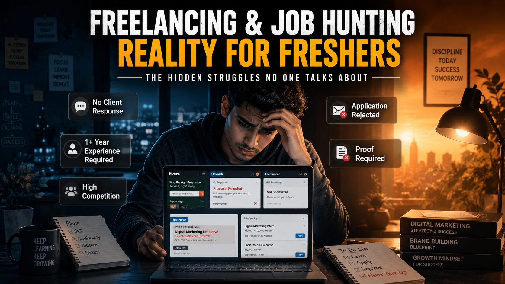 Freelancing Struggle Job Hunting Reality Fresher Career Struggle Digital Marketing Jobs Remote Job Challenges Freelancing Competition Career Growth Job Search Problems.